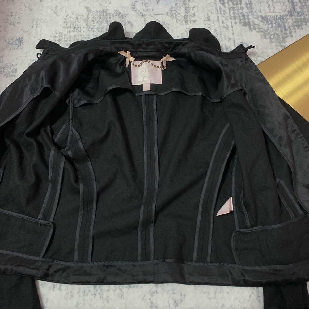 Rebecca Taylor Black Button Down Jacket/Blouse With Ruffle Detail 6 - Picture 8 of 13